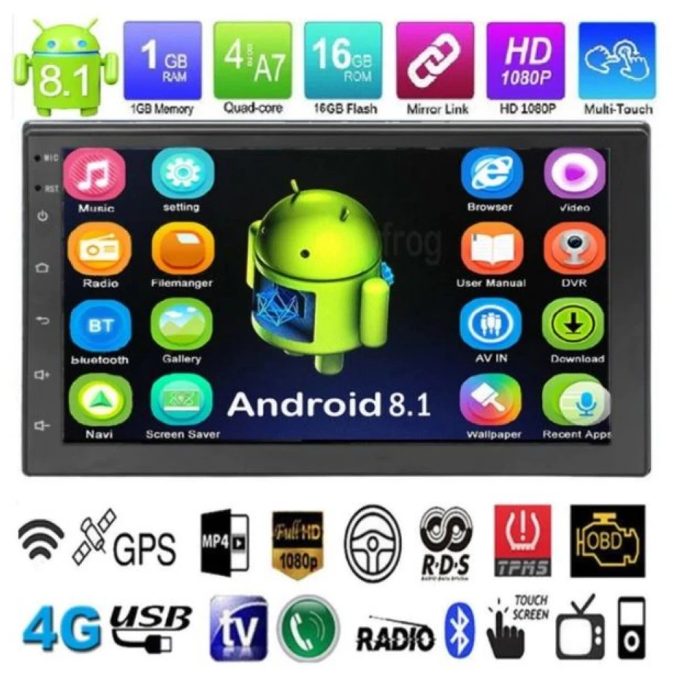 Navigație auto multimedia, 2 DIN, Android, GPS, Radio DVD Player Mp5, Video, 7 inch, WiFi