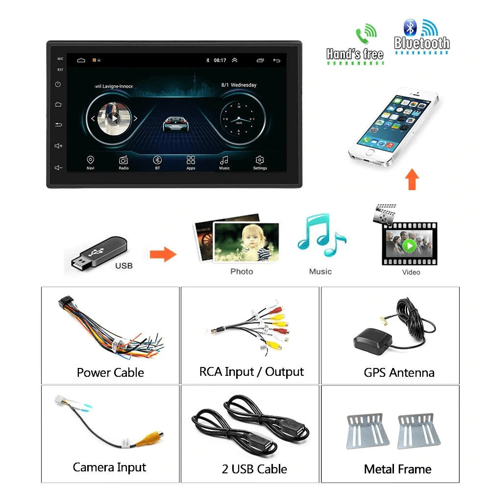 Navigație SatLink™ Android 9.1, display 7 inch Vw , Nissan , Opel , Ford Wifi , Bluetooth , Waze, Conectori ajustabili și suporți prindere, Ramă 2DIN