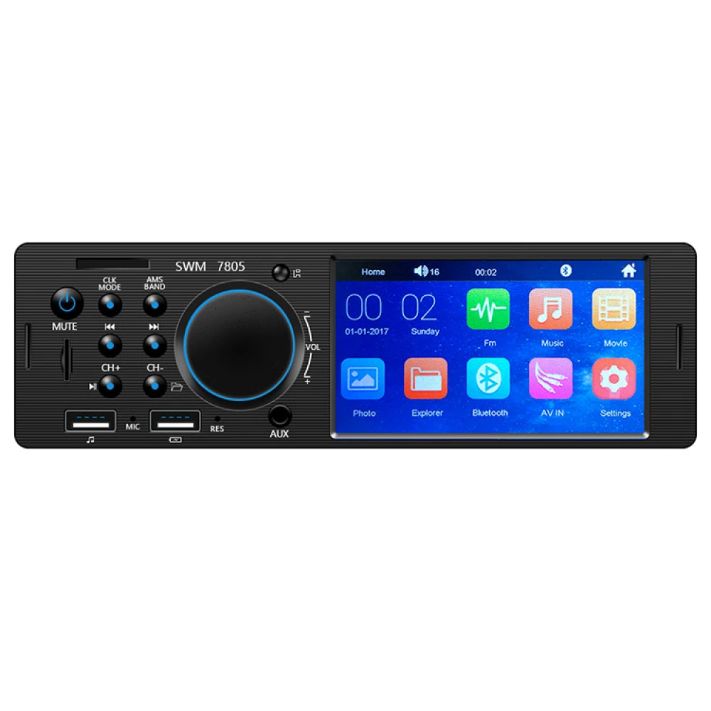 Radio Auto  MP3/1DIN , SD, USB, FM,  cu telecomandă / Display 4.1 / Ieșire amplificată 50WX4 