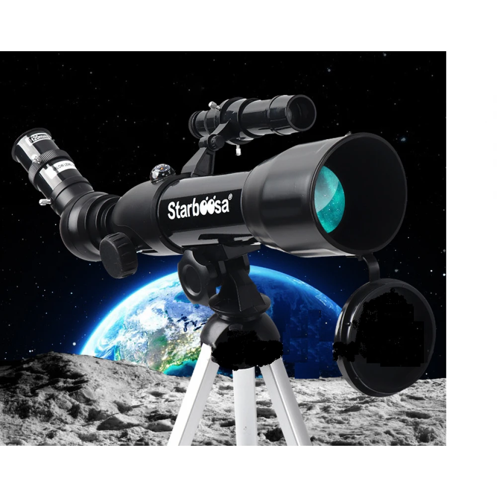 Telescop astronomic refractor educativ cu trepied din aluminiu - Starboosa 360 mm cu carcasă din metal cu lentile de sticlă