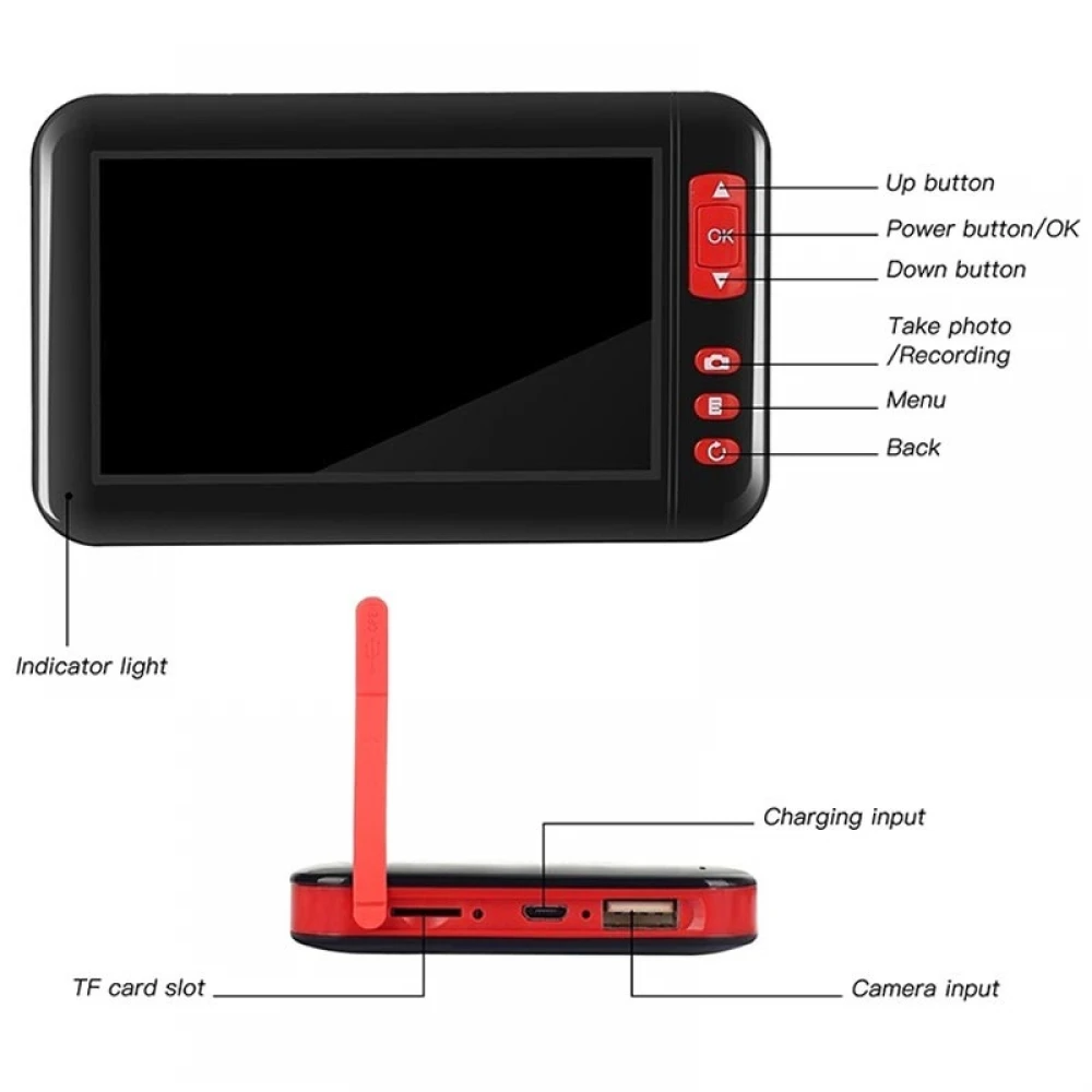 Cameră Endoscopică HD Impermeabilă Cu Display LCD & Suport - 4.3", 8mm, IP67, 2000mAh / Diagnoză service auto